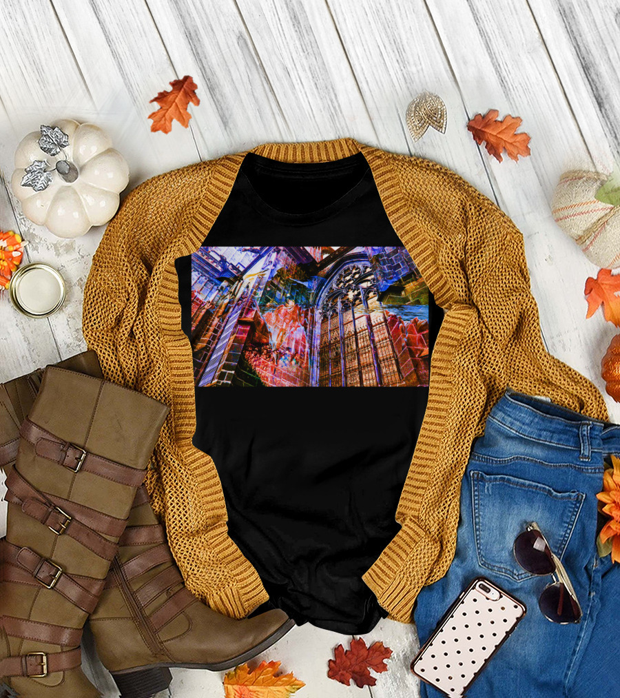 The Eighth Wonder Of The World Vibrant Architectural Marvel Multicolor Gothic Cathedral T-Shirt