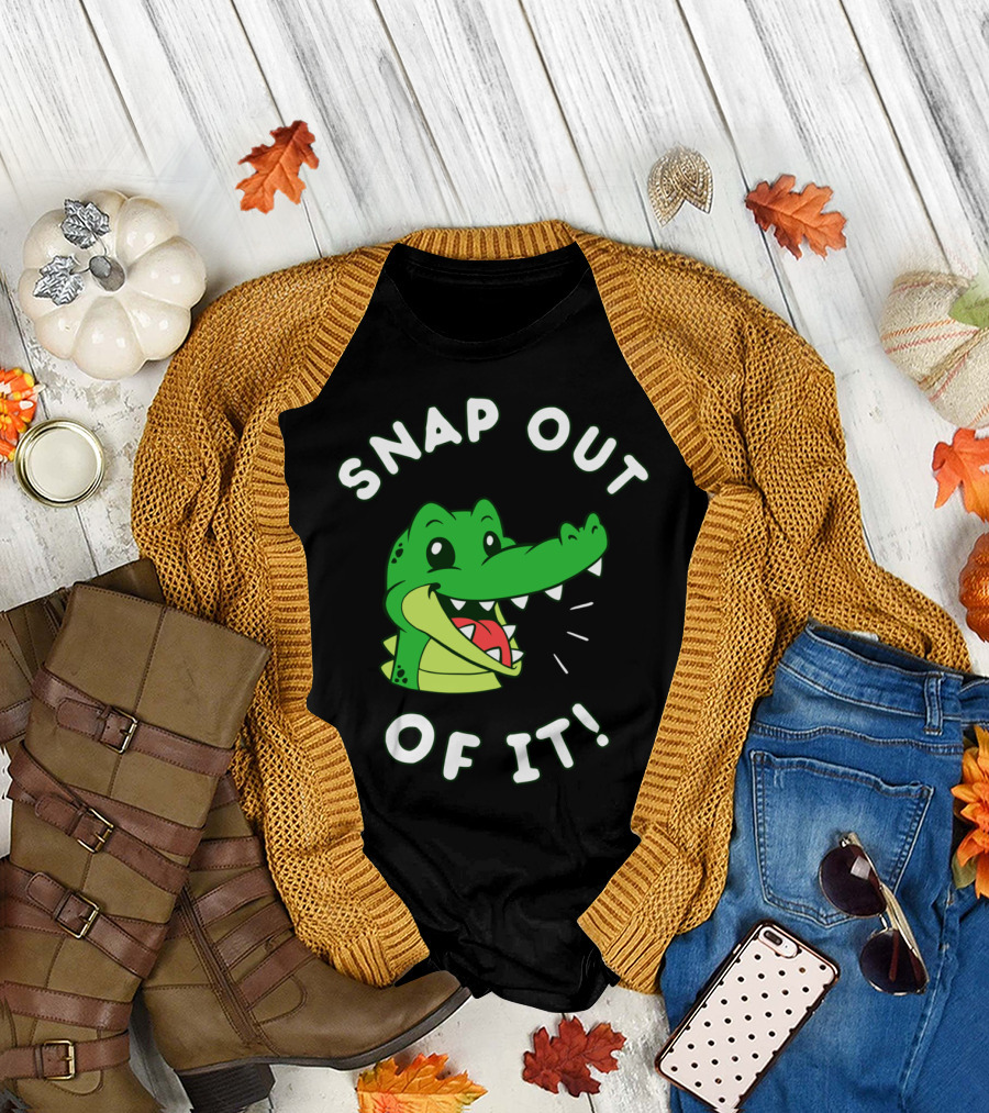 Snap Out Of It Crocodile Cartoon Face T-Shirt