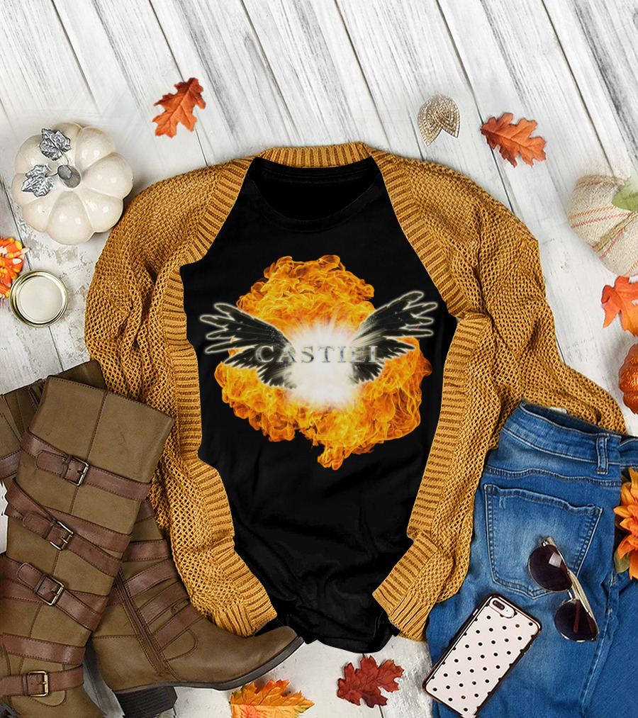 Castiel Angel Wings Fireball Explosion Fallen T-Shirt