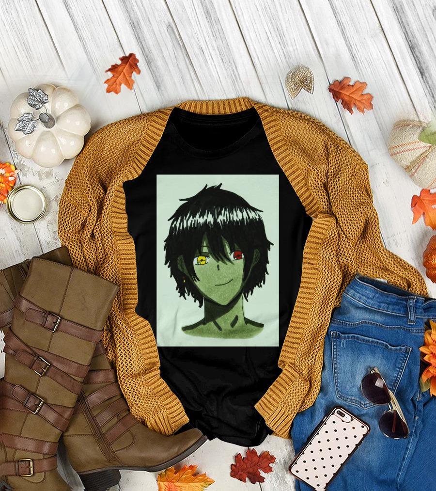 Jackson High School Teen Phone Anime Character Red Yellow Eyes T-Shirt