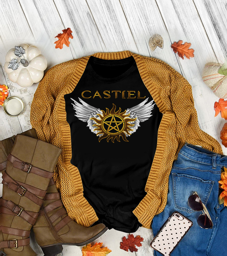 Castiel Angel Wings Golden Symbol Supernatural T-Shirt