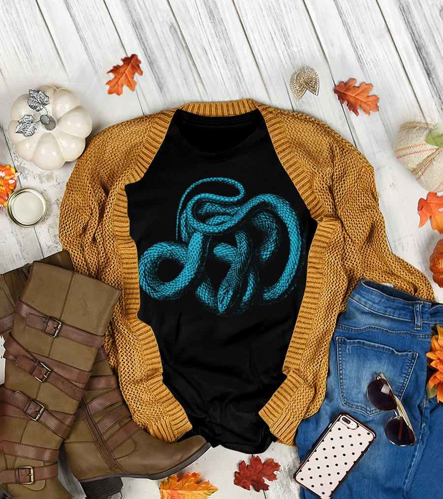 Snek Snake Turquoise Lime Green Knot T-Shirt