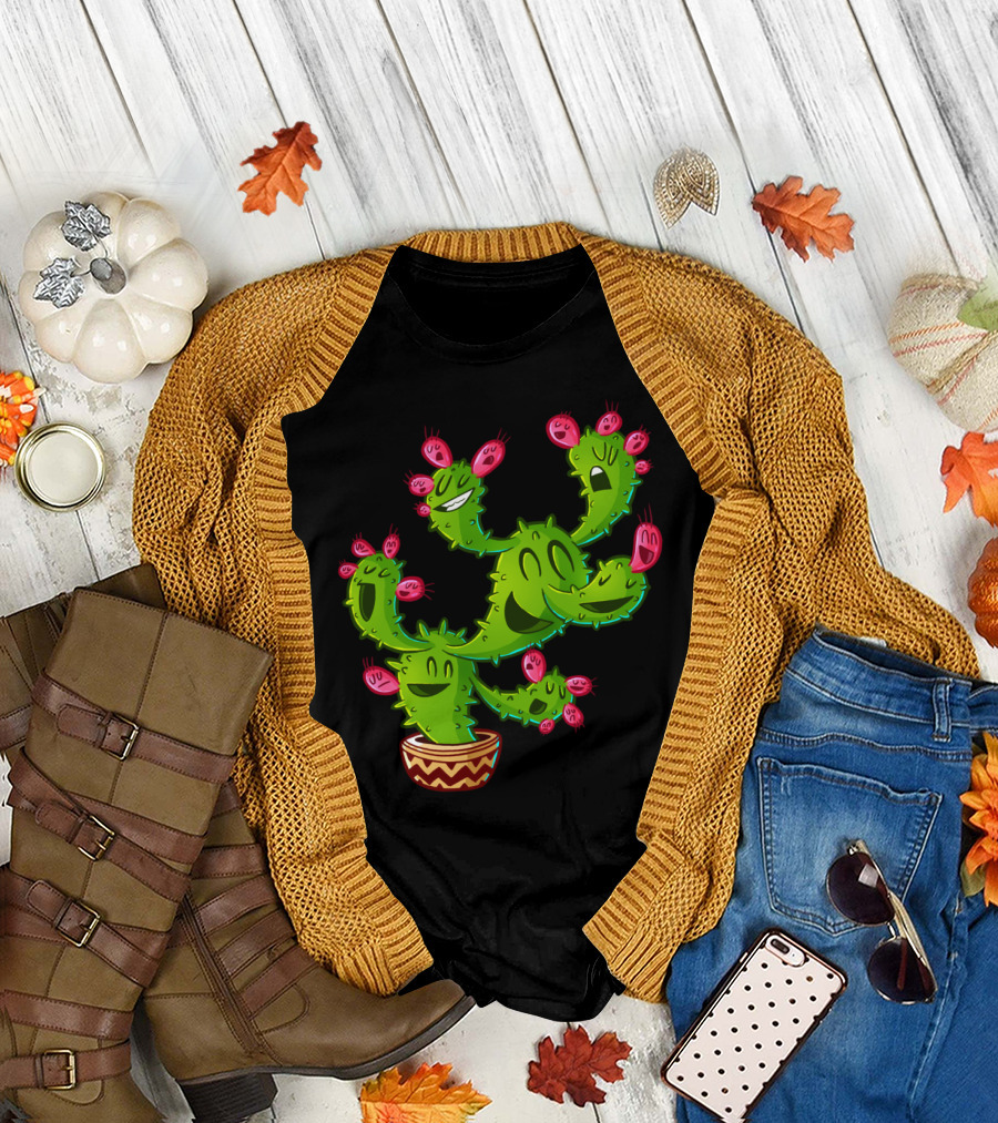 Happy Smiling Cacti Faces T-Shirt