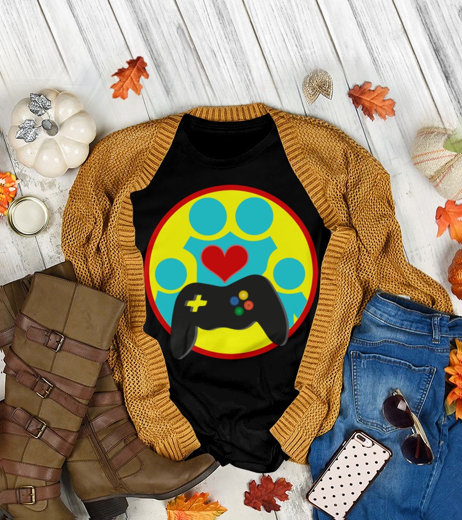 The Family That Plays Together Stays Together Gaming Controller Heart Circles T-Shirt