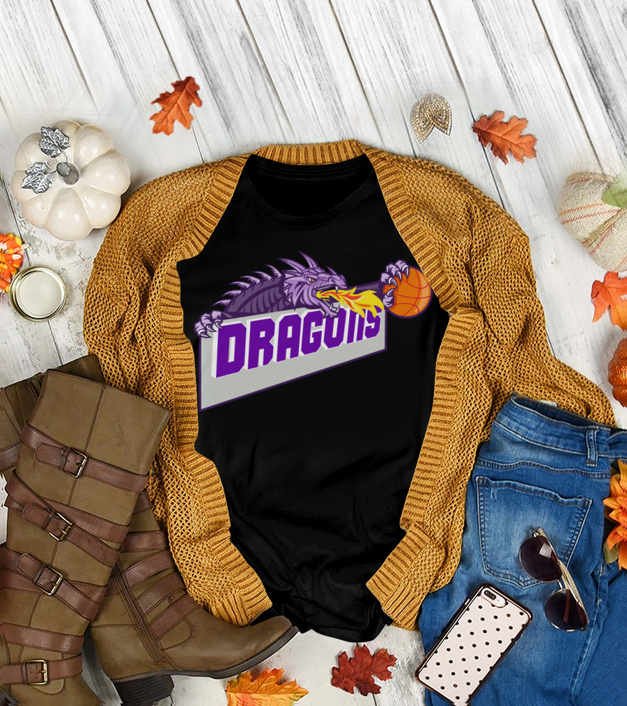 Dragons Fire-Breathing Dragon Clutching Basketball T-Shirt