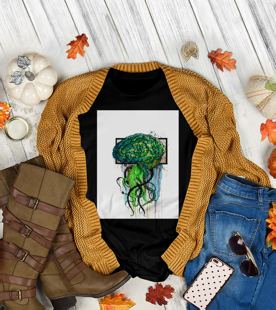 Cerebrum Ingenuity Vibrant Brain Jellyfish Fusion T-Shirt
