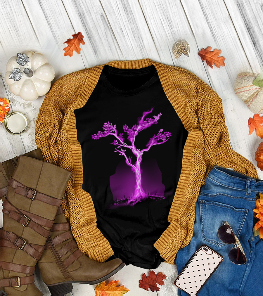 Ultraviolet Lightning Tree Mystic Energy Vision T-Shirt