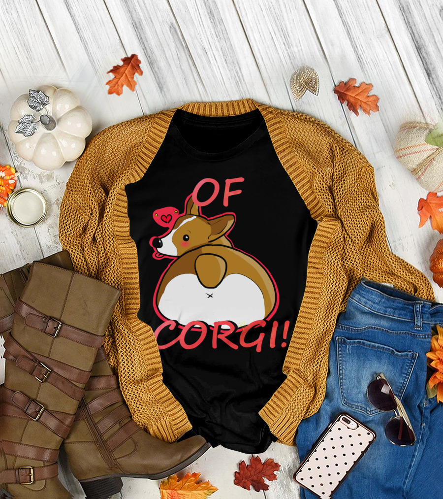 OF CORGI Playful Cartoon Corgi with Heart Bubble T-Shirt