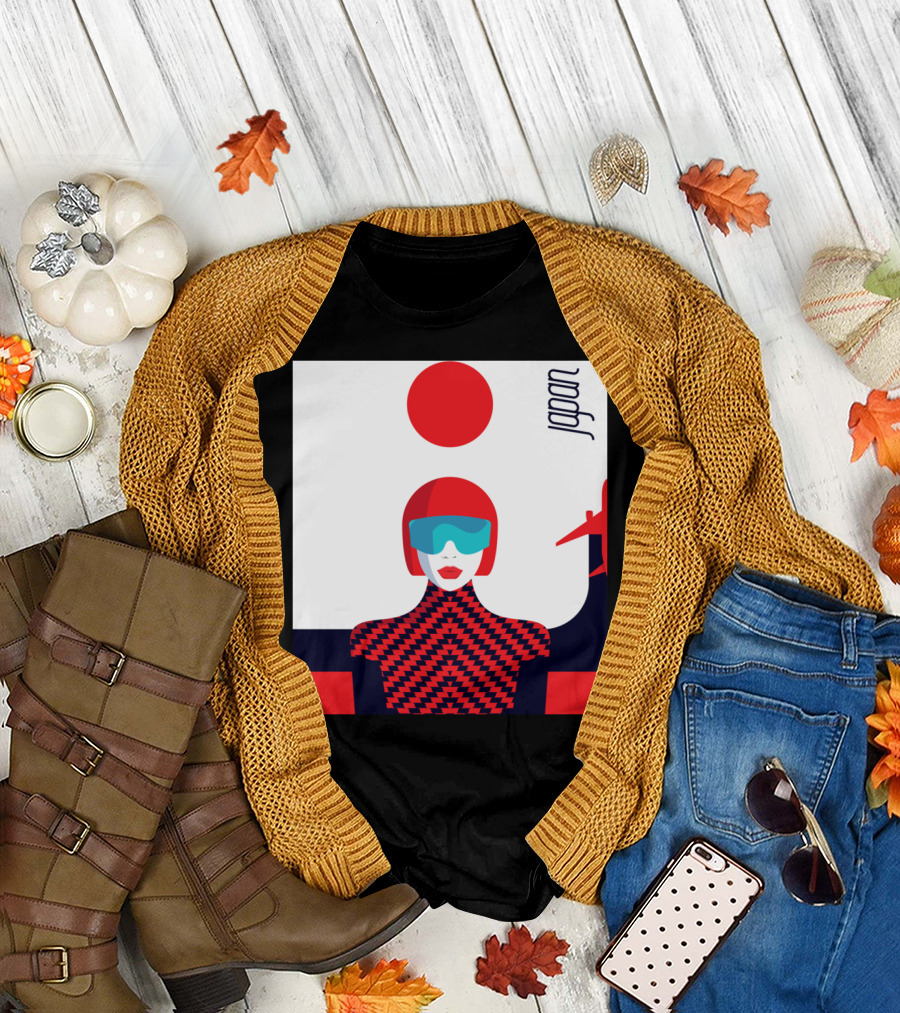 Japan Stylish Journey Modern Red and Blue Fashion Aesthetics T-Shirt