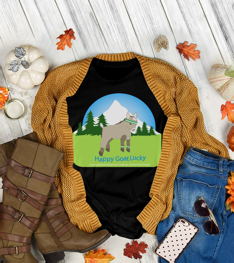 Happy Goat Lucky Scenic Mountain Forest T-Shirt