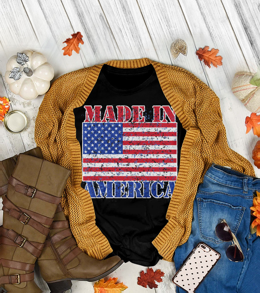 MADE IN AMERICA American Flag T-Shirt