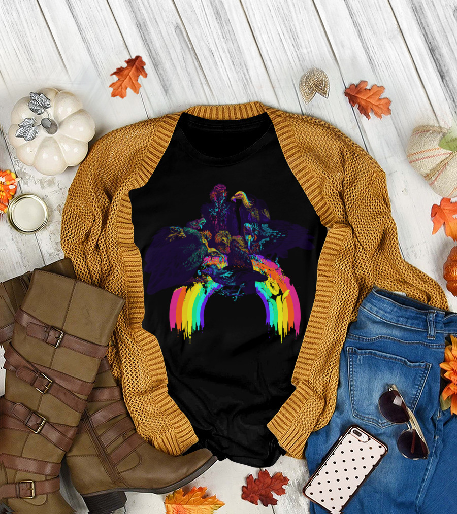 Atmospheric Event Rainbow Vultures Colorful Gathering T-Shirt