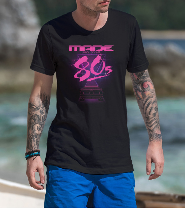 MADE IN THE 80s Retro Neon Car Synthwave Aesthetic T-Shirt