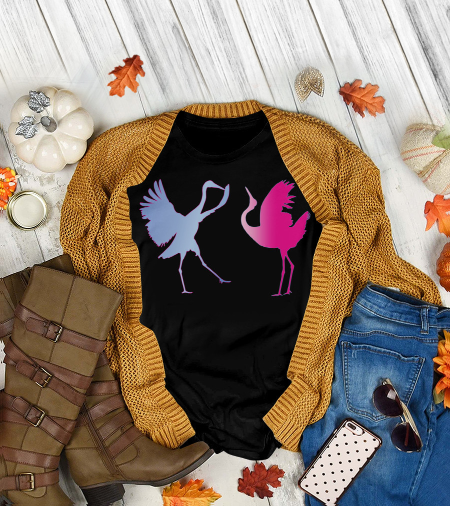 Japanese Cranes Pastel Gradient Dance T-Shirt