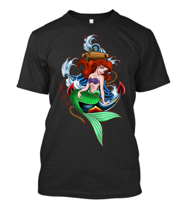 Under The Sea Mermaid With Anchor And Waves T-Shirt
