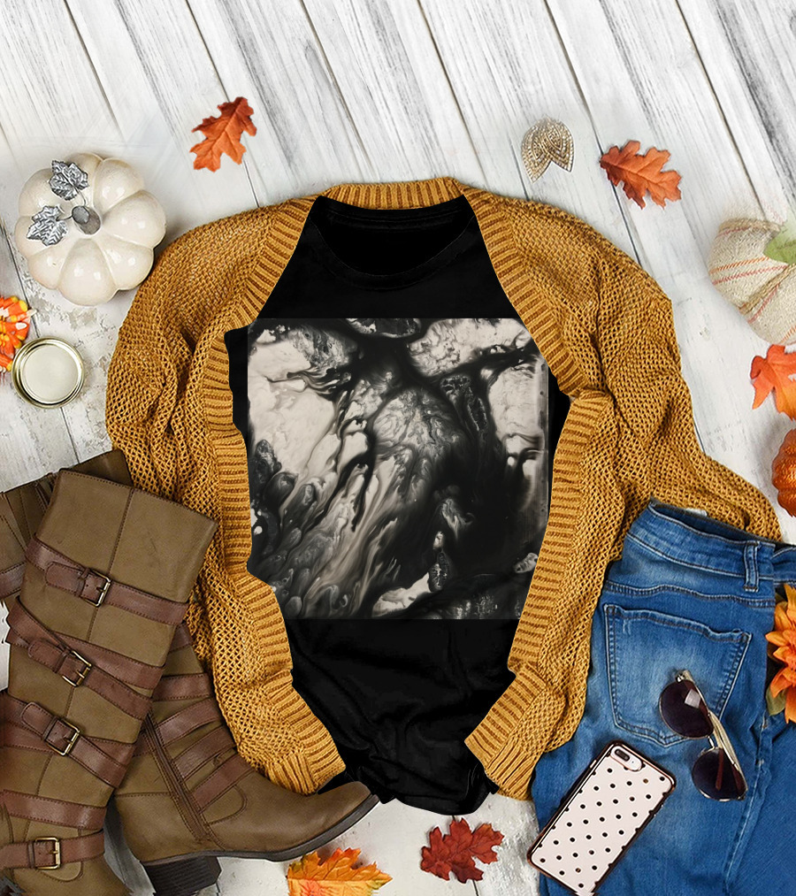 Let It Rain Monochrome Abstract Fluidity T-Shirt