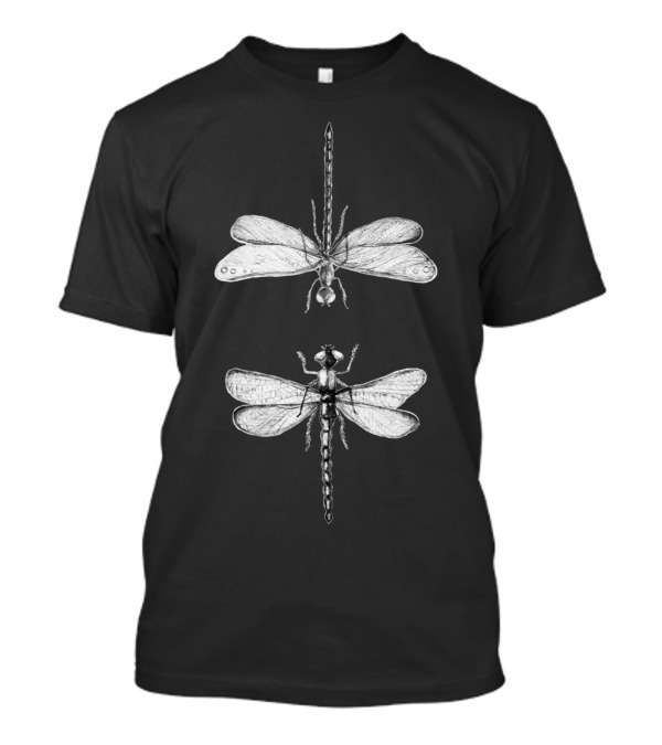 Dragonfly Detailed Illustration Symmetrical T-Shirt
