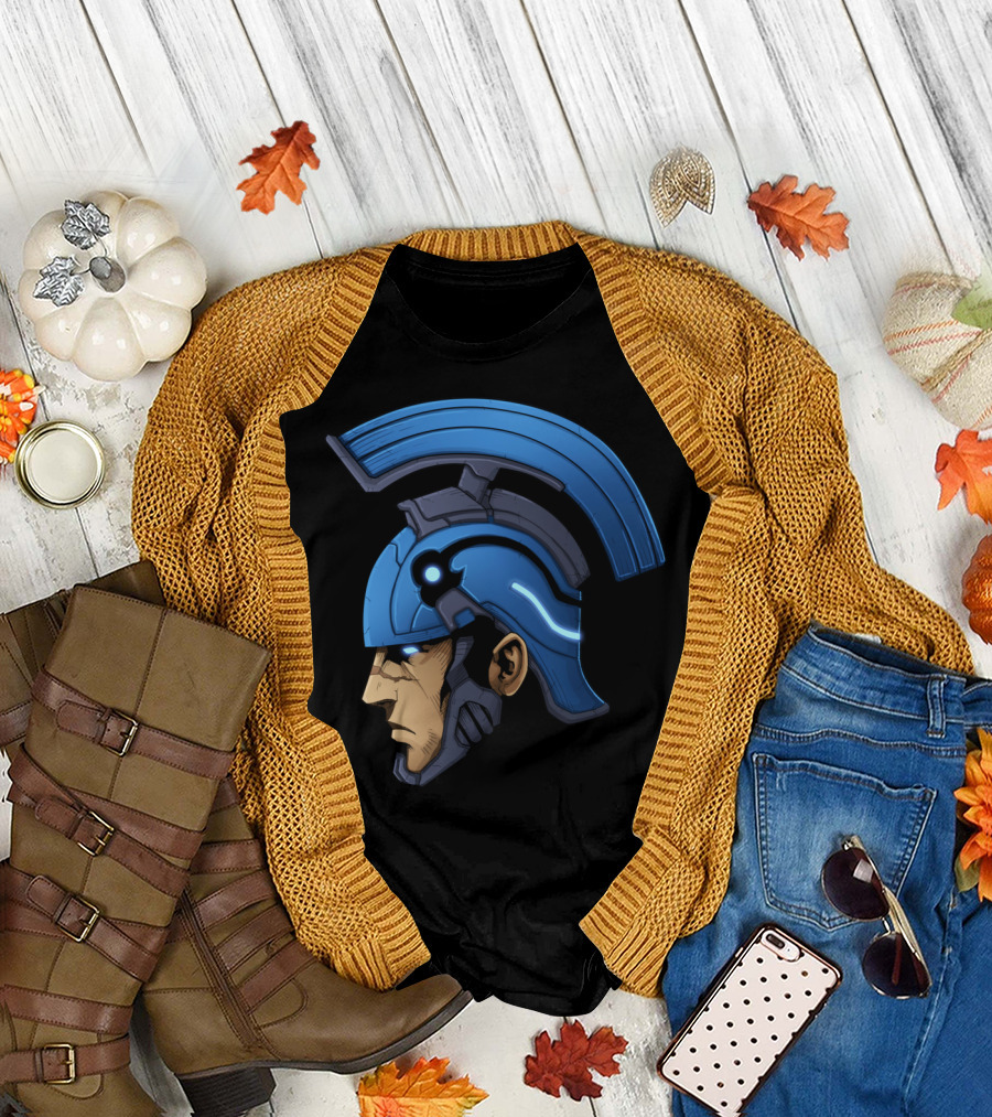 Romulus Profile Blue Spartan Helmet T-Shirt