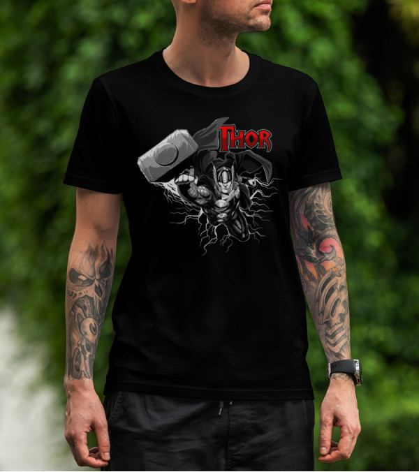 Thor Son Of Odin With Mjolnir And Lightning T-Shirt
