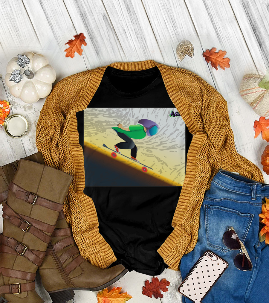 Skateboarding Downhill with A&L Adventure T-Shirt