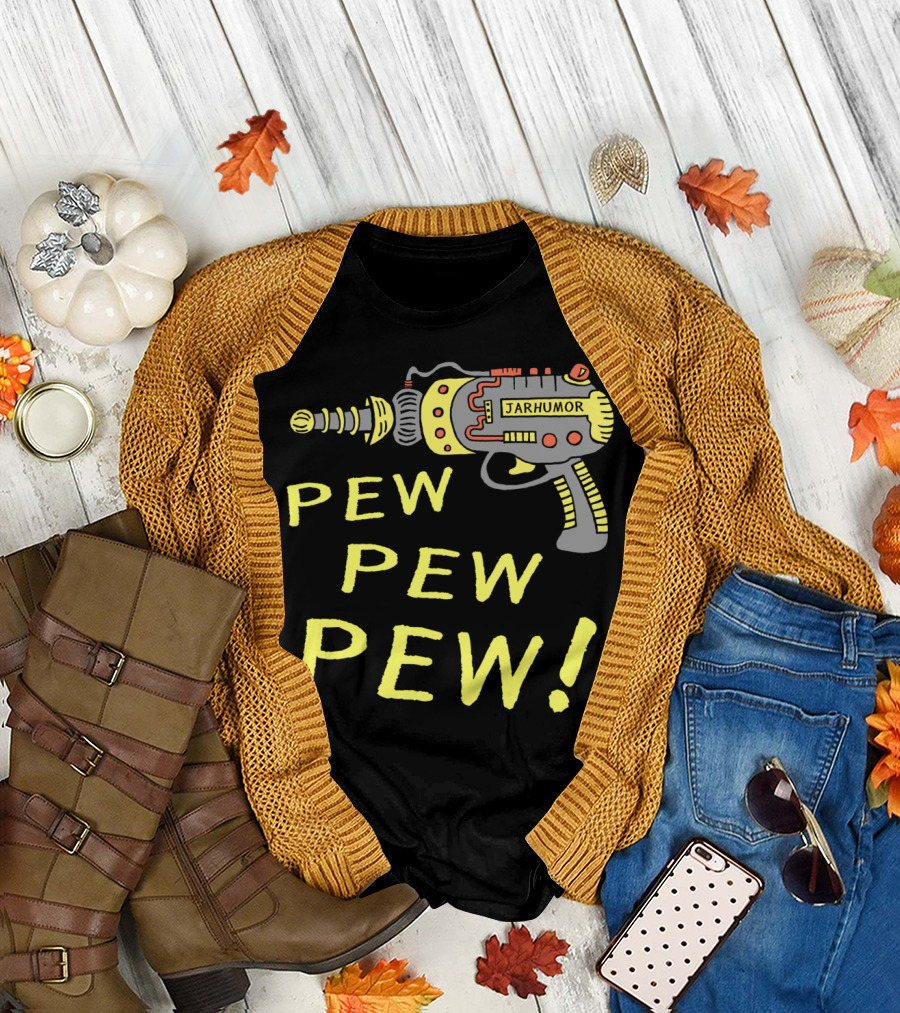 Pew Pew Pew Retro Ray Gun Jarhumor T-Shirt