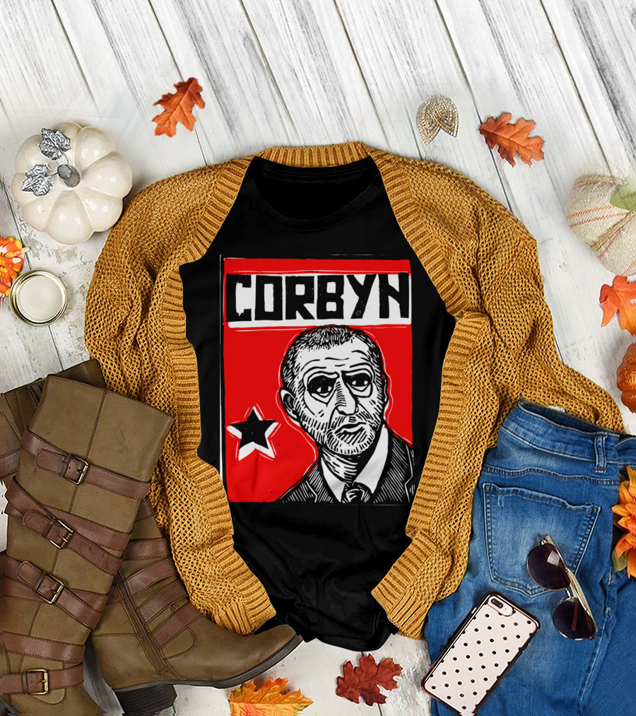 Corbyn Socialist Linocut Red Star T-Shirt