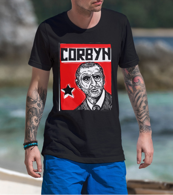 Corbyn Socialist Linocut Red Star T-Shirt