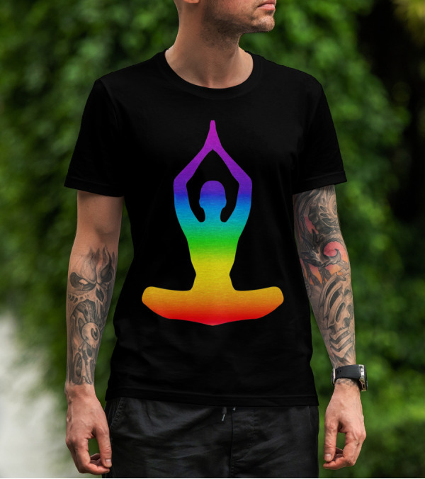 Chakra Yoga Rainbow Meditation Pose T-Shirt