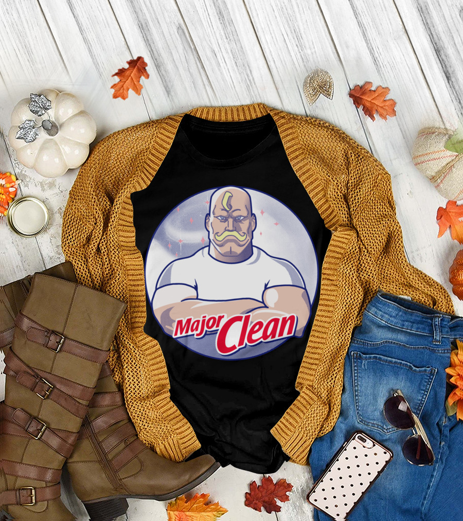 Major Clean Muscular Cartoon Character with Arms Crossed T-Shirt