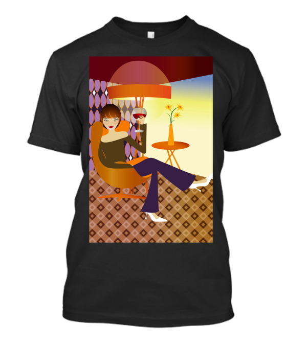 Cheers To YOU Retro Lounge Vibe With Wine Glass And Modern Decor T-Shirt