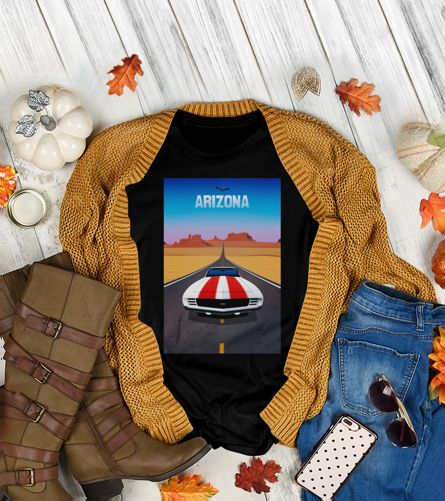Route 66 Arizona Classic Car Desert Road Trip T-Shirt