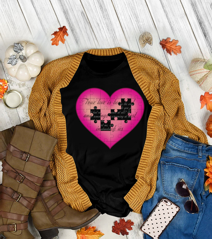True Love Jigsaw Heart Puzzle Text T-Shirt