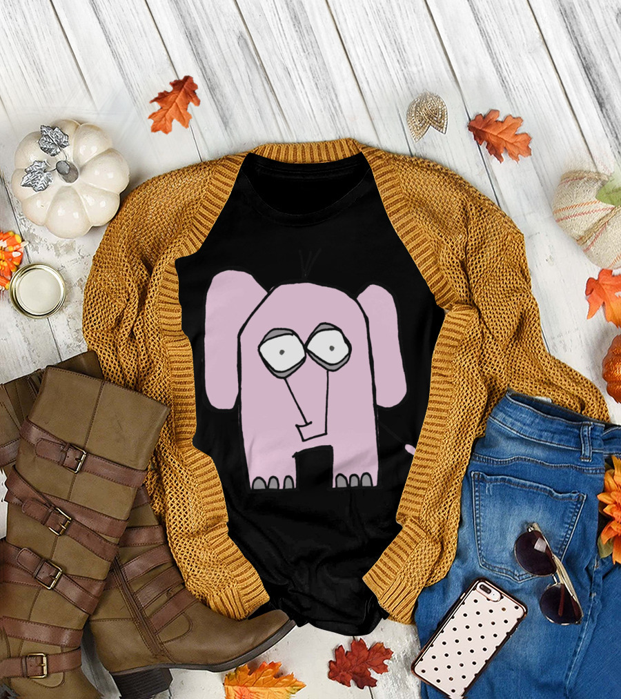 Jimi The Pink Elephant Cartoon Drawing T-Shirt