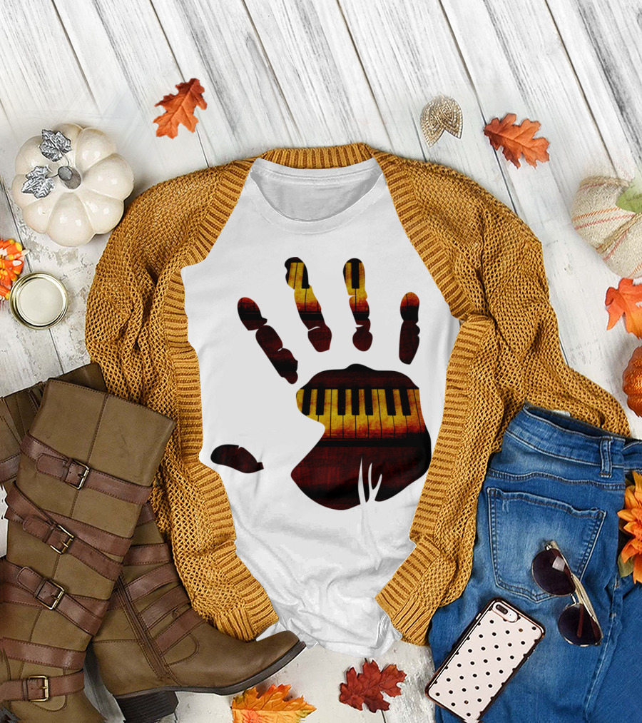 Piano Keys Handprint Music T-Shirt