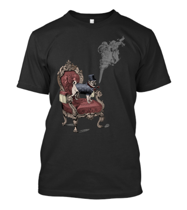 The Imperial Pug On Ornate Throne With Smoking Pipe Shadow T-Shirt