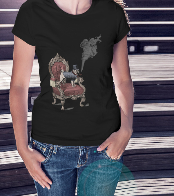 The Imperial Pug On Ornate Throne With Smoking Pipe Shadow T-Shirt