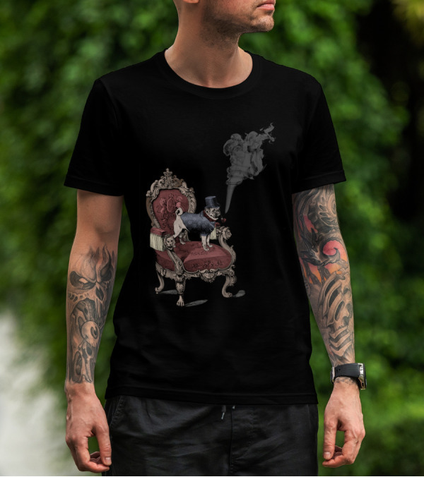 The Imperial Pug On Ornate Throne With Smoking Pipe Shadow T-Shirt