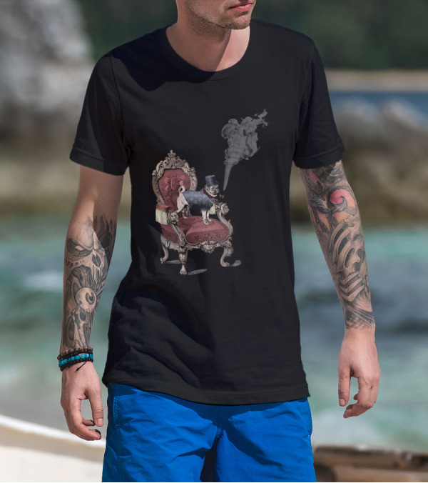 The Imperial Pug On Ornate Throne With Smoking Pipe Shadow T-Shirt