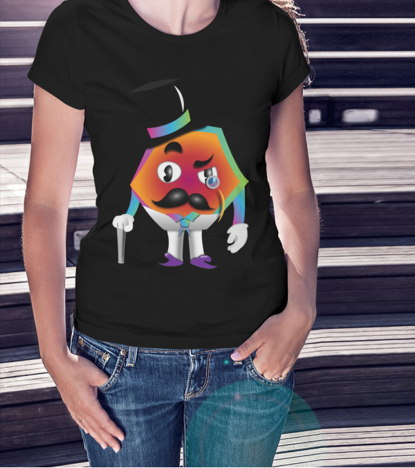 Jimmy The Hex Monocle Mustache Top Hat Cane T-Shirt