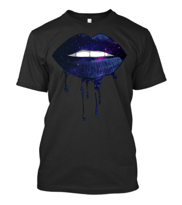 Space Lips Cosmic Drip Galaxy Mouth T-Shirt