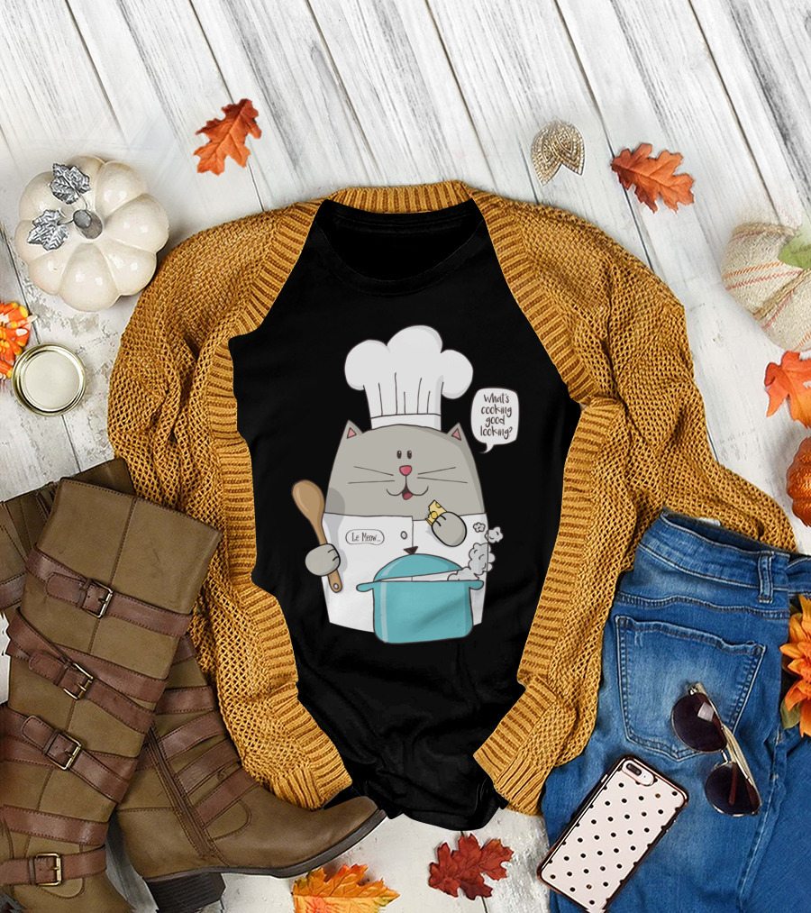 What’s Cooking Good Looking Le Meow Chef Cat T-Shirt