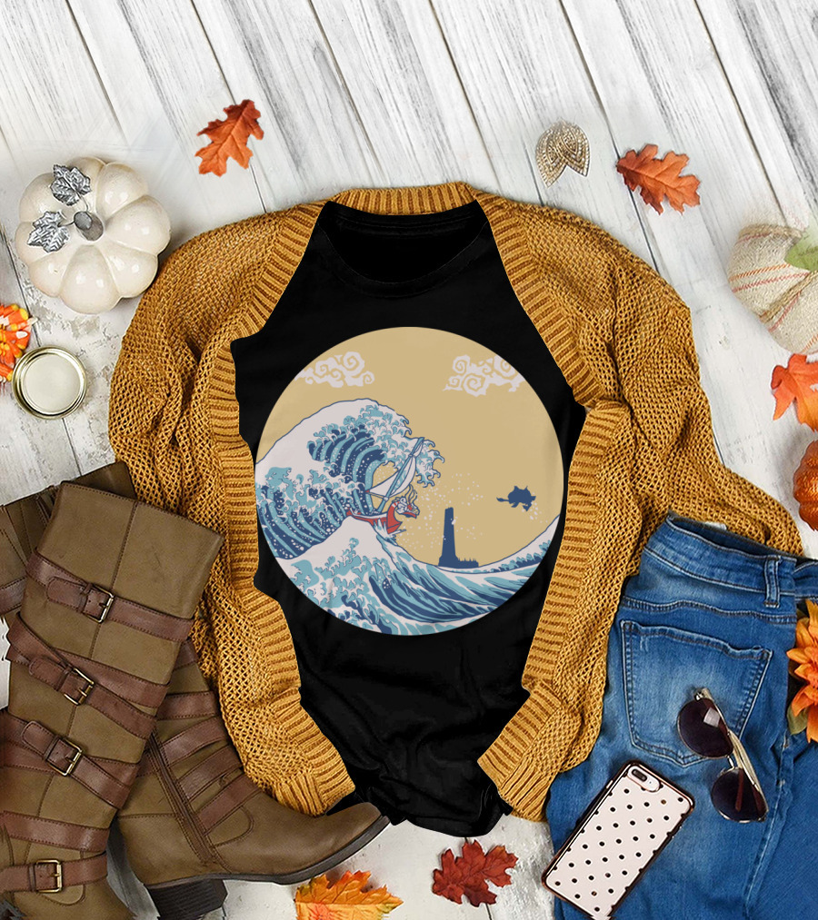 The Great Sea Adventure Wave Sailboat and Lighthouse T-Shirt