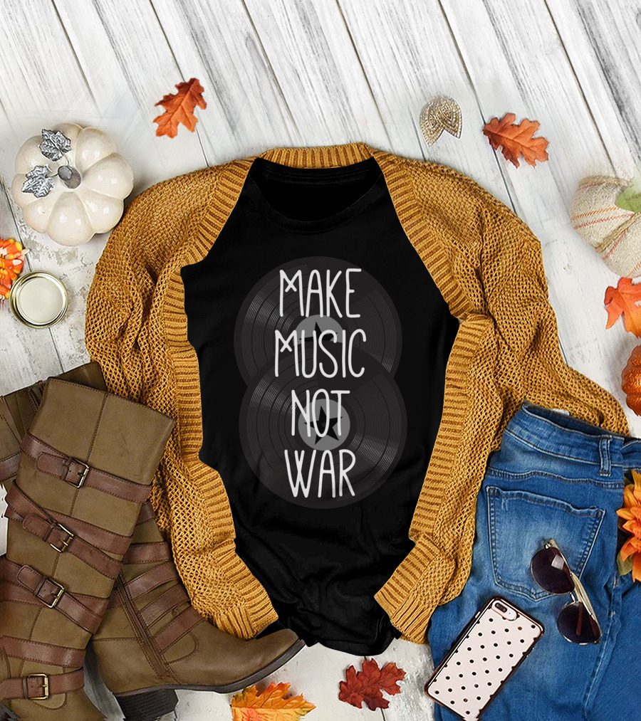 Make Music Not War Vinyl Record Peace T-Shirt