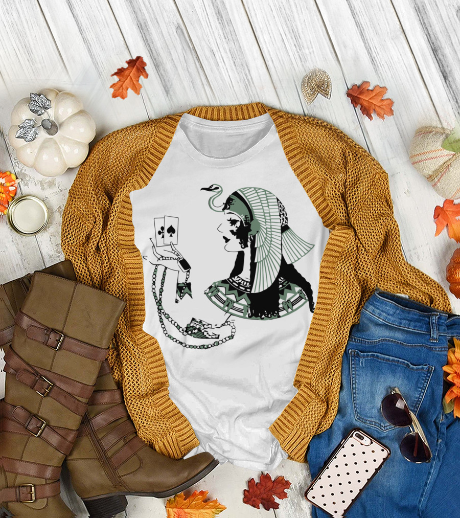 Queen of Aces Egyptian Cleopatra Playing Cards T-Shirt
