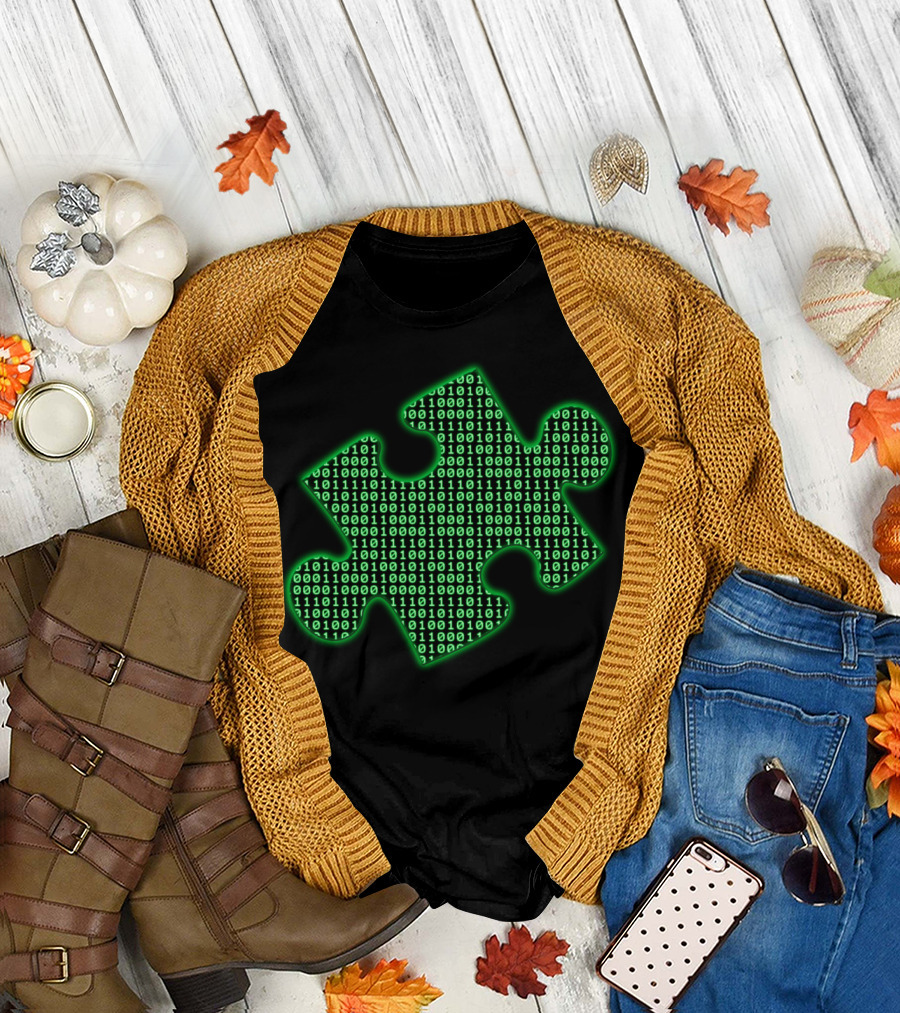 Puzzle Piece Binary Code Matrix T-Shirt
