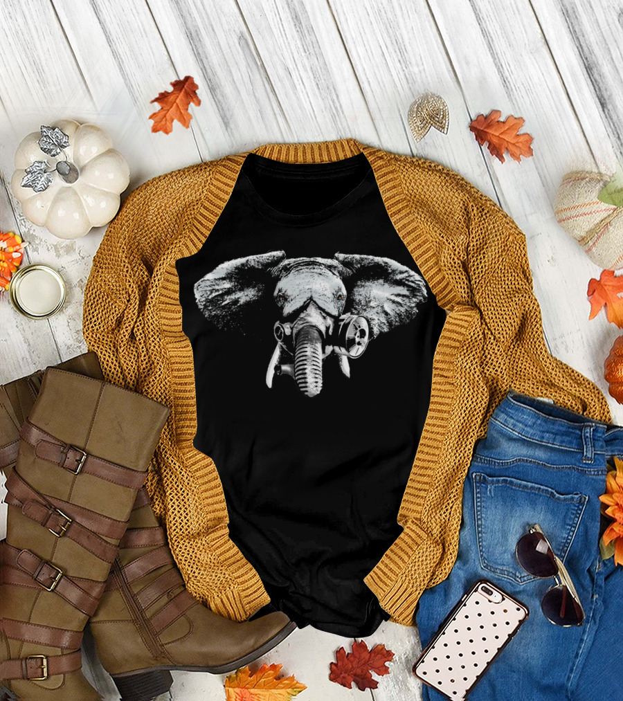 Earth Song Elephant Gas Mask Surreal T-Shirt