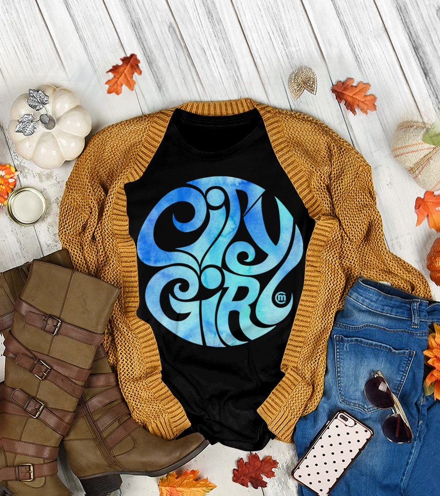 City Girl Blue Watercolor Swirl T-Shirt