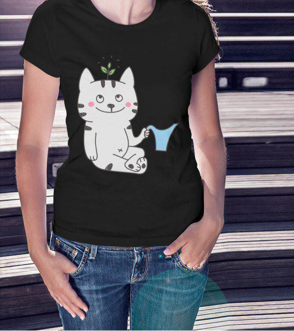 Just Grow It Cat With Sprout And Watering Can T-Shirt