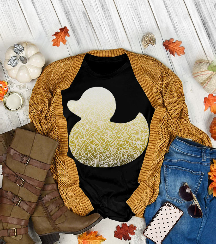 Ombre Yellow And White Zentangle Duck T-Shirt