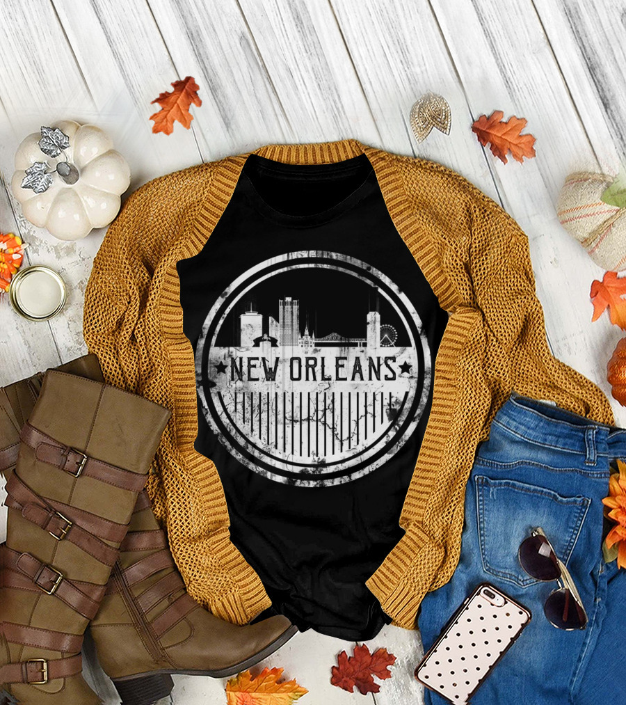 New Orleans Retro Cityscape Emblem T-Shirt